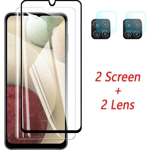 4 in 1 For Samsung Galaxy A12 Glass Screen Protector on for Samsung A12 Glass Film Phone For Samsung Galaxy A12 Tempered Glass