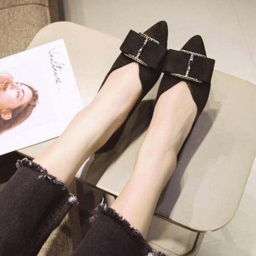 Pure Color Fashion New Arrival Mujer Chaussure Femme Wild Elegant Spring And Autumn Bow Decoration Ladies Flat Shoes 2020 W33-08