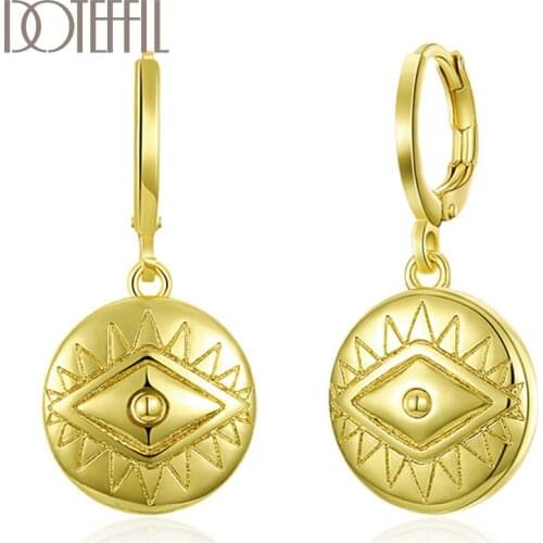 DOTEFFIL 925 Sterling Silver AAA Zircon Classic 18K Gold Earrings For Women Jewelry Fashion Jewelry Wedding Party Gift