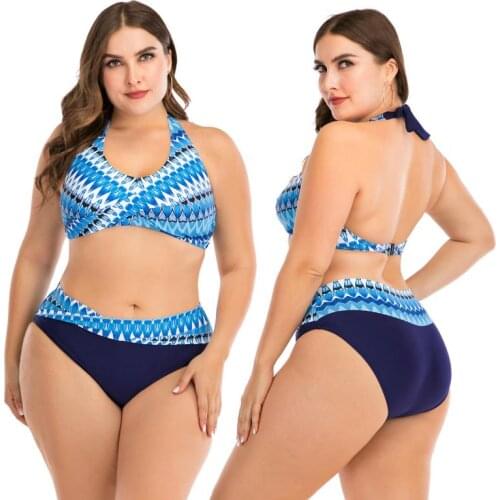 New Printing Beach Seaside Vacation Vest Split Triangle Bikini Set Look Thin Two Pieces Women 2021 Sexy Swimsuit Bather Swimwear