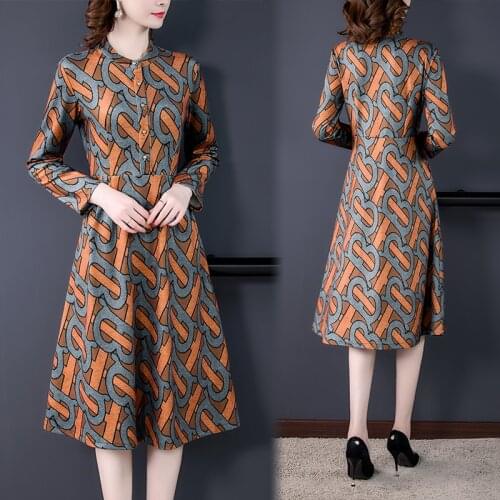 2021 Spring 5XL Plus Size Print Suede Midi Dresses Autumn Casual Vintage Long Sleeve Dress Elegant Women Bodycon Party Vestidos