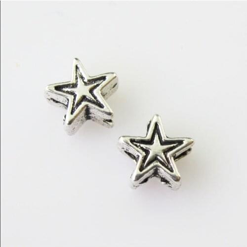 120Pcs Antiqued Silver Color Tiny Star Spacer Beads Charms 6mm