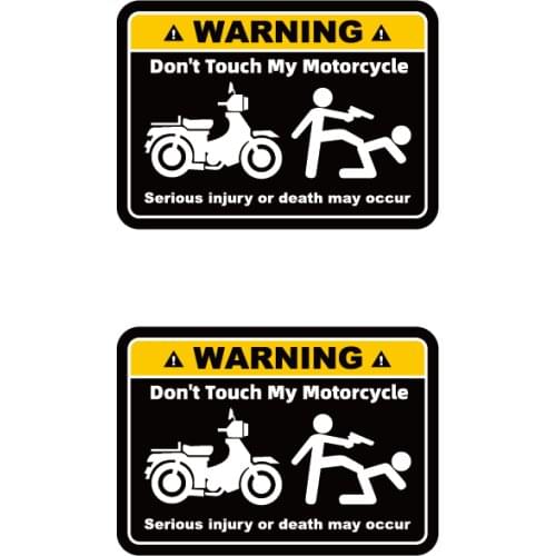 2 Pcs Don't Touch My Motorcycle Waterproof Reflective Warning Slogan Stickers 8cmx5.6cm