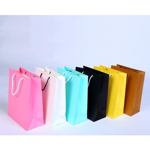 300pcs/lot Custom LOGO Printed Kraft Paper Bag With Twisted Handle Cheap Price Reusable Shopping Bags 25cmx12.5cmx30cm Wholesale