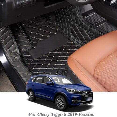 3pcsCar Styling PU Leather Floor Mat For Chery Tiggo 8 2019-Present LHD Auto Foot Pad Automobile Carpet Cover Internal Accessory