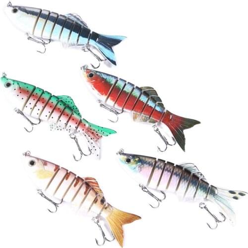 5pcs Artificial Multi-section ABS Plastic Hard Bait 6# Anti-corrosion Wobblers Painted Print Bionic Bait 11cm/22.5g With Hook