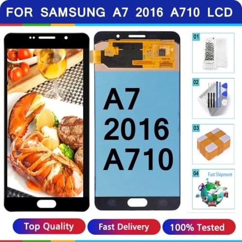 A710 Lcd For Samsung Galaxy A7 2016 A710 LCD Touch Screen Digitizer Replacement For Samsung A710 A7100 A710F A710M Lcds