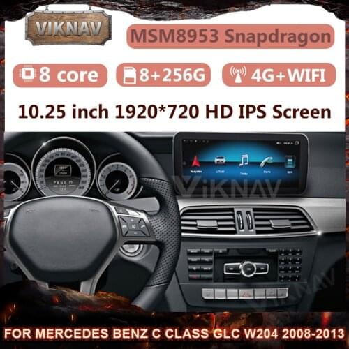 10.25 inch Android 11 Car radio for Mercedes benz C Class GLC W204 2008-2013 auto Touch Screen 2 din Head Unit carplay