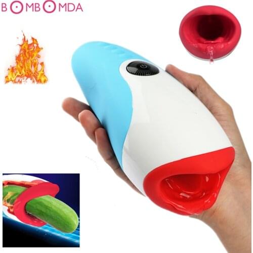 Heating Automatic Masturbator Tongue Sucking Vibrator Erotic Sex Toys For Men Penis Pussy Licking Masturbation Cup Sex Machine