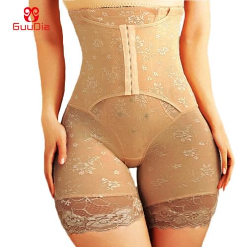 GUUDIA Seamless Lace Easy Bathroom Shapers High Waist Ealstic Shaper Shorts Women Tummy Contro Panties Smooth Out Waist Trainer