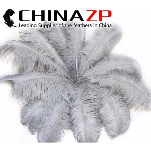 CHINAZP Factory Large Size from 28inch to 30inch 50pcs/lot Top Quality Dyed Grey Ostrich Feathers Party Decorations