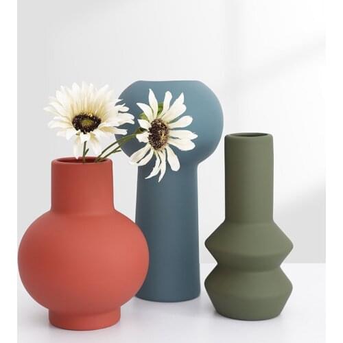 Home Decoration Nordic Simplicity Geometric Vase Ceramic Flower Arrangement Ornaments Office Display Furnishings Artware Gifts