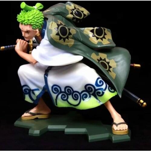 16 Cm Anime Piece Figma Wafuku Three Knife Flow Roronoa Zoro Action Figure Iaido Draw Knife Scene Modle GK Doll Toys for Youth