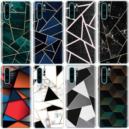 Electroplate Geometric Marble Phone Case For Huawei Honor 9 10 20 8A Lite Pro Y5 Y6 Y7 Y9 2019 7A 7X 8X 8S 9X 10i20i Y9S V20 V30