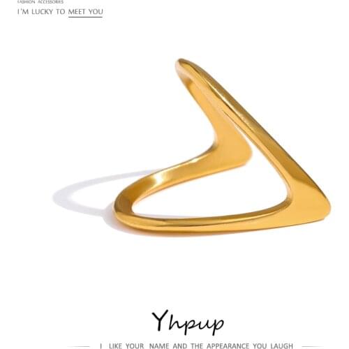 Yhpup Stainless Steel Heart Rings Women Minimalist Metal Golden Finger Rings Waterproof Jewelry кольца для женщин Party Gift
