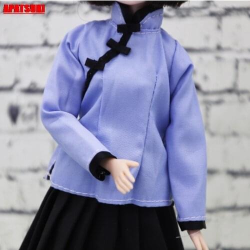 Chinese Vintage Clothing for Barbie Doll Clothes Ancient Costume for 1/6 BJD Doll Blue Color Top Casual Daily Clothes for Barbie