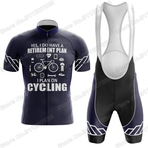 2021 Retirement Plan Cycling Jersey Set Summer Bicycle Clothing Road Bike Shirts Suit Bicycle Bib Shorts MTB Wear Maillot