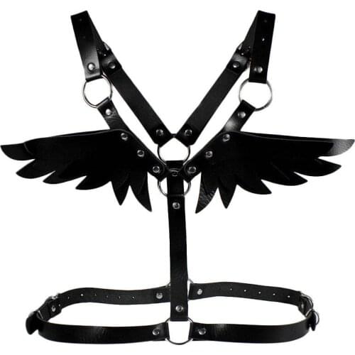 Wings Leather Harness Bondage Halterneck Beach Collar Gothic Waist Shoulder Necklaces Sexy Statement Party Jewelry Gifts