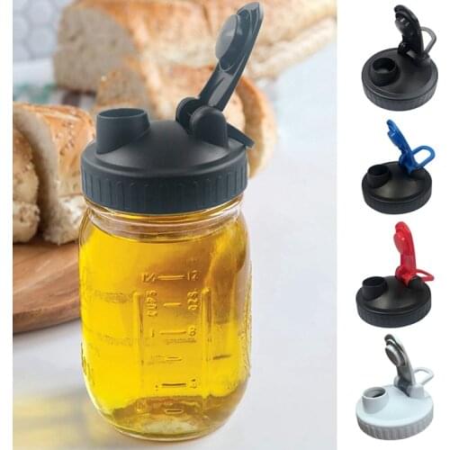 Mason Jar Lids Cover Drinking Bottle Lid With Pour Holes Wide Mouth Jar Cap Leak-proof Bottle Cover For Kitchen #1