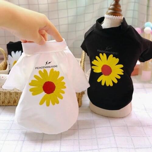Summer Pet Dog Cat Floral print T-shirt Chihuahua French Bulldog Clothes for small dogs Puppy Breathable Shirt Pets Clothing