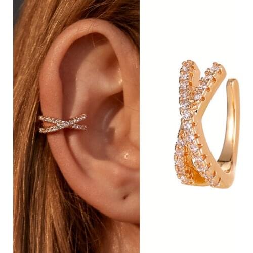 New Fashion Crossover Clip Earring For Women Without Piercing C Shape Geometric Rock Vintage Ear Cuff Jewerly Gifts