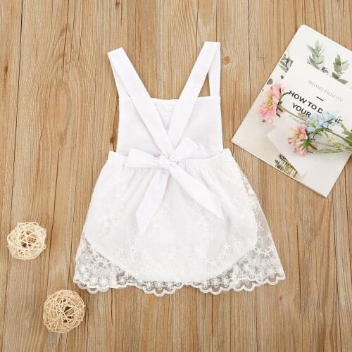 Fashionable Baby Girls Suspender Romper Infant Summer Sweet Style Lace Splicing Sleeveless Backless Jumpsuit