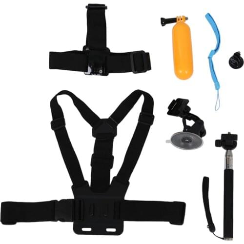Head Chest Strap + Handle Monopod + Floating Mount + Suction Cup Mount for GoPro Hero 9/8/7/6/5 Xiaomi Yi