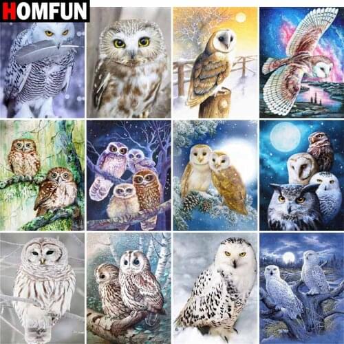 HOMFUN Full Square/Round Drill 5D DIY Diamond Painting "Owl landscapet" Embroidery Cross Stitch 5D Home Decor Gift