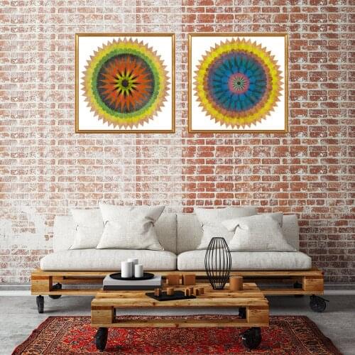 Arabic Style Set Of 2 Colorful Abstract Living Room Square Sizes Wall Art Decor No Frame Poster Oil Painting Decoration