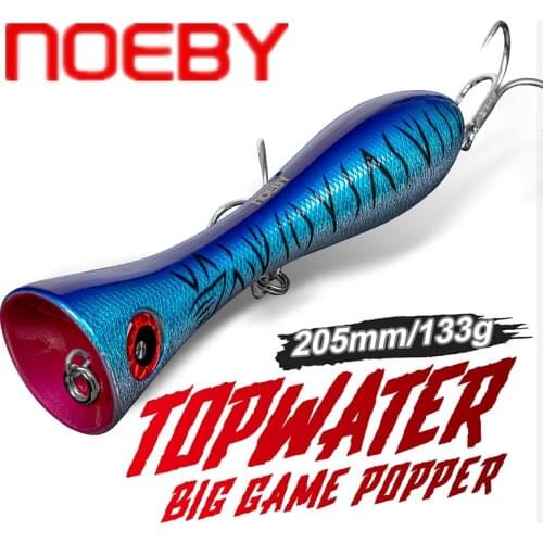 NOEBY NBL9247 Top Water Popper Fishing Lure Wobbler 205mm 133g Artificial Sea Bait Big Mouth 8 Colors VMC Hook Tuna Fishing Lure