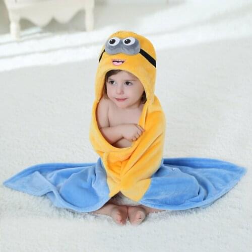 Baby Cartoon Animal Cosplay Photo props Receiving Blanket Flannel Cute Yellow Miniors Design Newborn Infant Bath Sleeping Robe
