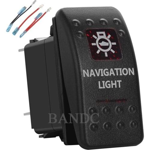 NAVIGATION LIGHT Rocker Switch 5 Pins on-off SPST Dual Red Led for Car Boat RV Truck Vehicles，Waterproof， Jumper Wires
