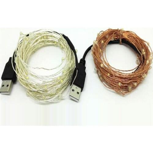 2M 5M 10M 20LED 50LED 100LED holiday decoration USB interface copper wire lamp string outdoor decorations starry