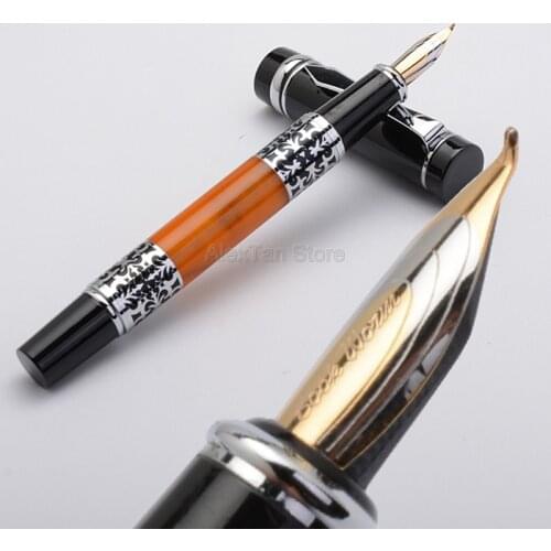 Bookworm 675 Celluloid Calligraphy Fountain Pen Bent Nib Beautiful Silver Flower Pattern Ink Pen Office Home School Supplies