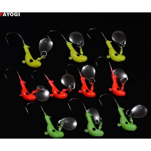 LH03 Mix Color 10pcs/set 7g or 10g Fishing Lead jig head fishing hook soft lure worm hook with Spoon Spinner Bait Swivel