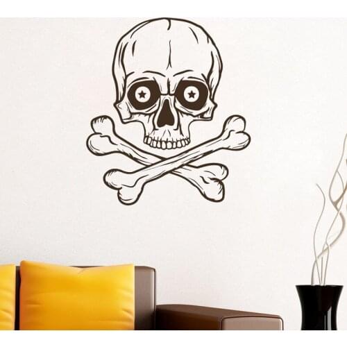 Skeleton Wall Sticker Skull Horror Pirate Bones Wall Decals Home Decor Vintage Style Removable Art Vinyl Murals