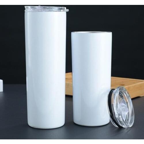 20oz 30oz Skinny Tumblers Blank Sublimation Slim Cup Coffee Mugs with Lid and Plastic Straw Beer Mugs Coffee Mug Coffee Cup