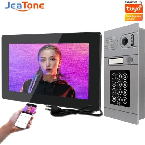 Jeatone 10Inch WiFi Smart Video Doorphone For Home Camera With Passcode Remote Unlock Access 960P Video Goalkeeper AC 220V