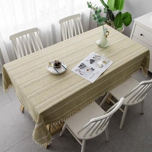 Chic Small Fresh Tablecloth Linen And Cotton Rectangular Table Cloth Home Decoration Waterproof