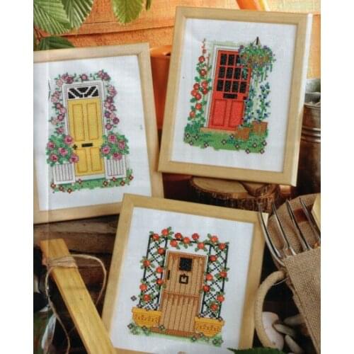 Fishxx Cross-Stitch,Crazy142-4scenery[garden door]cotton,,100% accurate pattern,11CT