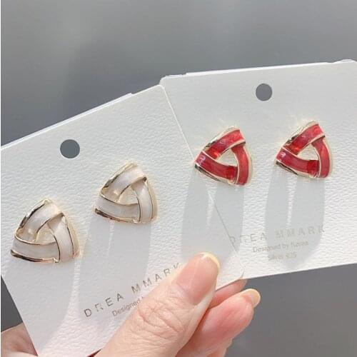 Earrings women 2020 temperament triangle drip glaze stud earrings trend wild Korean fashion jewelry statement earrings are women