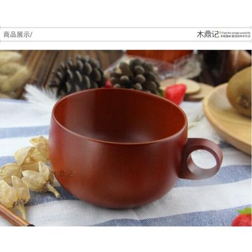 1PC 2 Size Handcraft DIY Wooden Milk Coffee Mug Jujube Wood Tea Cup Beer Tumbler Mug w/ Handle Water Cup Good for Health LC 017