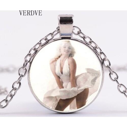 3 / color necklace glass convex round pendant star movie necklace Marilyn Monroe vintage necklaces necklaces jewelry wonderful g
