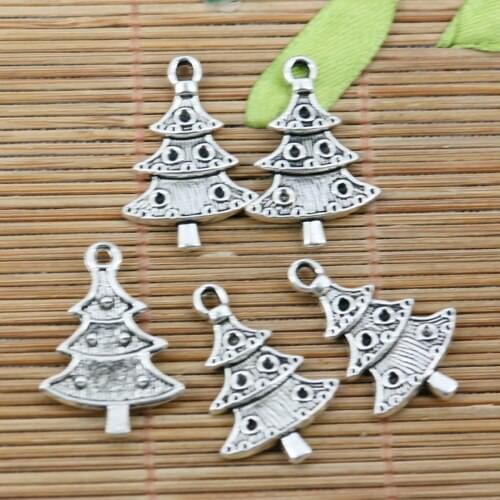 40pcs tibetan silver color Christmas tree design charms EF2308