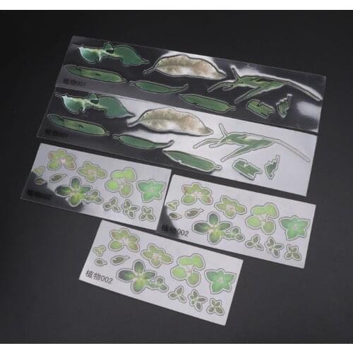 5Pcs 3D Leaves Clear Water Grass Film Sticker For Resin Goldfish Painting Jewely 1XCA