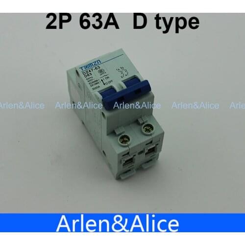 2P 63A D type 240V/415V 50HZ/60HZ Circuit breaker MCB safety breaker
