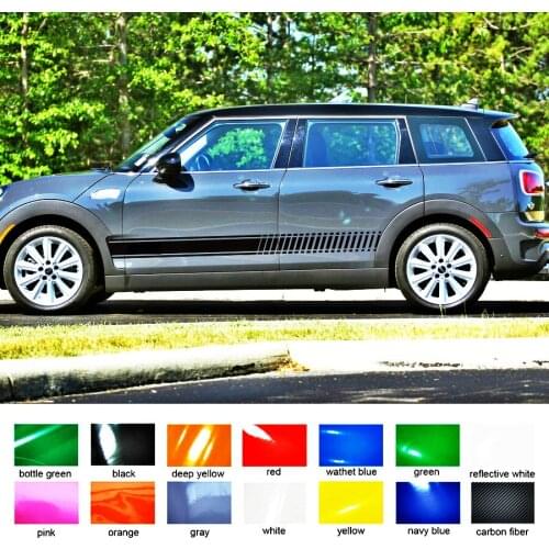 Car stickers gradient racing styling side door stripe graphic vinyl car sitkcer for the mini clubman