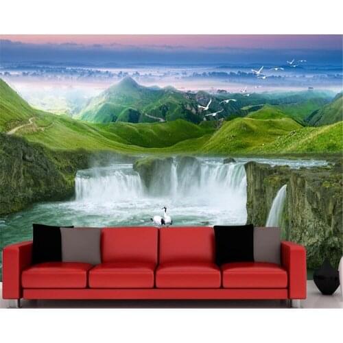 Beibehang papier peint mural 3d Hang Shui House Waterfall High-definition behang picturesque living room back photo wallpaper