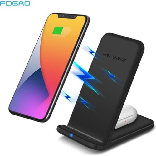 Fast Wireless Charger Fast Charging Stand Dock Type C 15W For iPhone 12 11 XS Max XR XS Samsung S21 S20 Galaxy Buds Airpods Pro