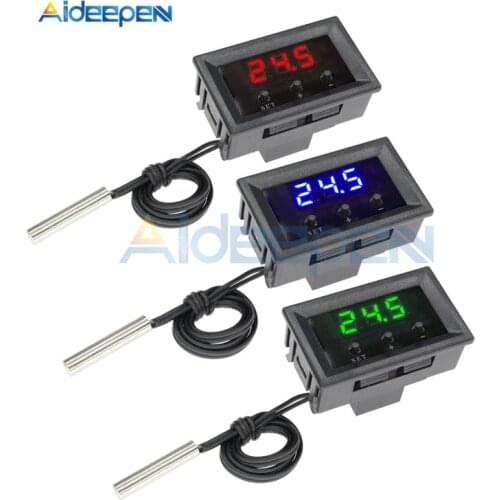 DC 12V W1209 LED Digital Thermostat Temperature Control Meter Detector Waterproof NTC Sensor -50~110C Red Blue Green Display